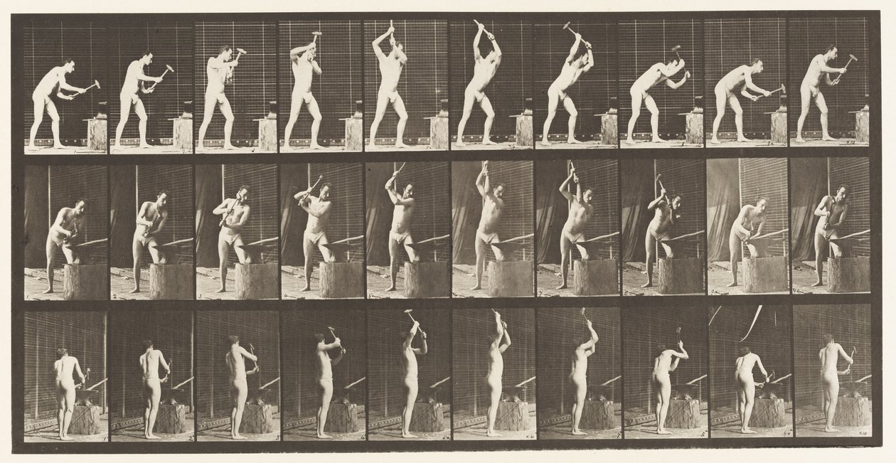 Plaat 378. Smid, Hameren op Aambeeld, Twee Handen door Eadweard Muybridge