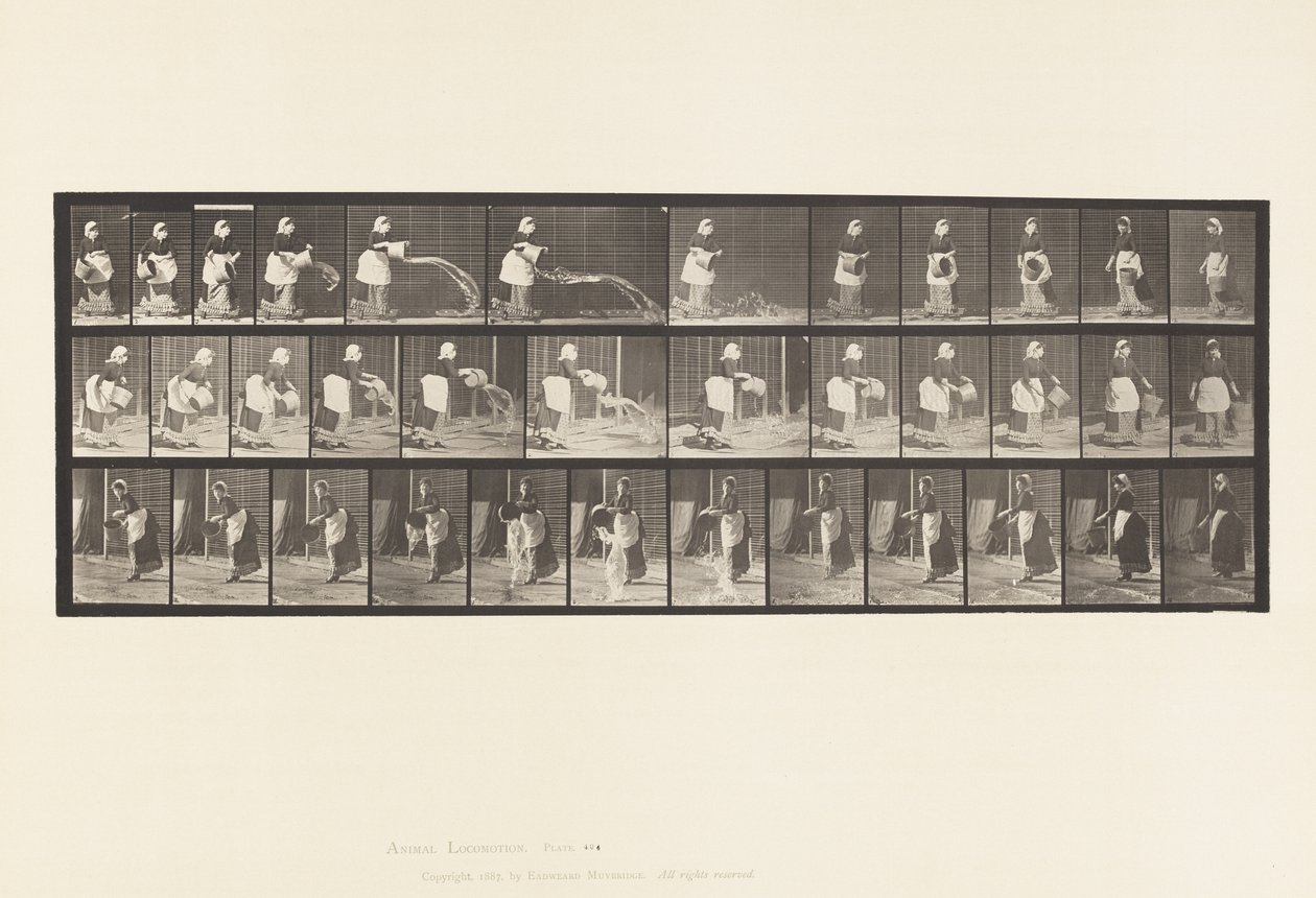 Plaat 404. Emmer water legen, 1885 door Eadweard Muybridge