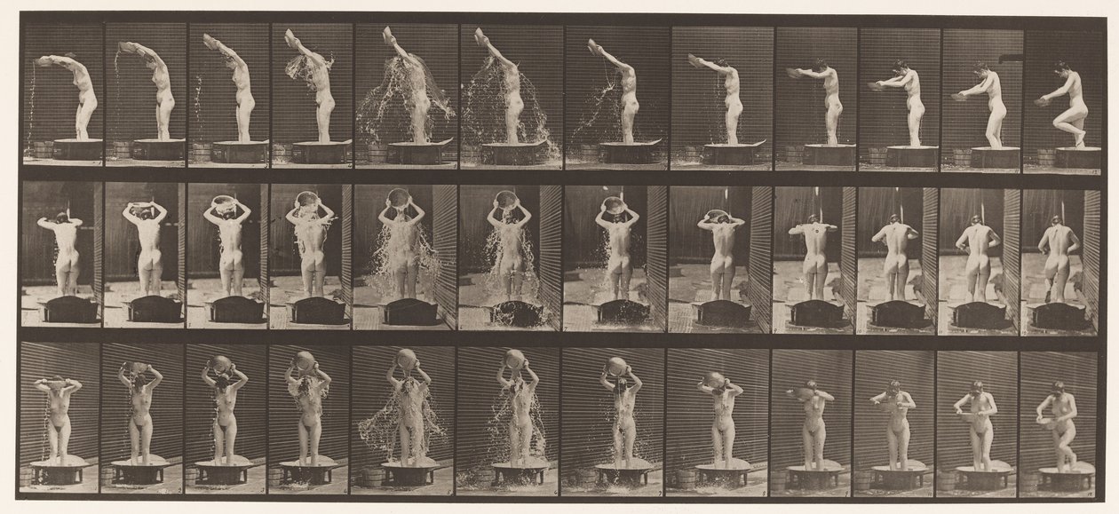 Plaat 409. Kom water over hoofd gieten door Eadweard Muybridge