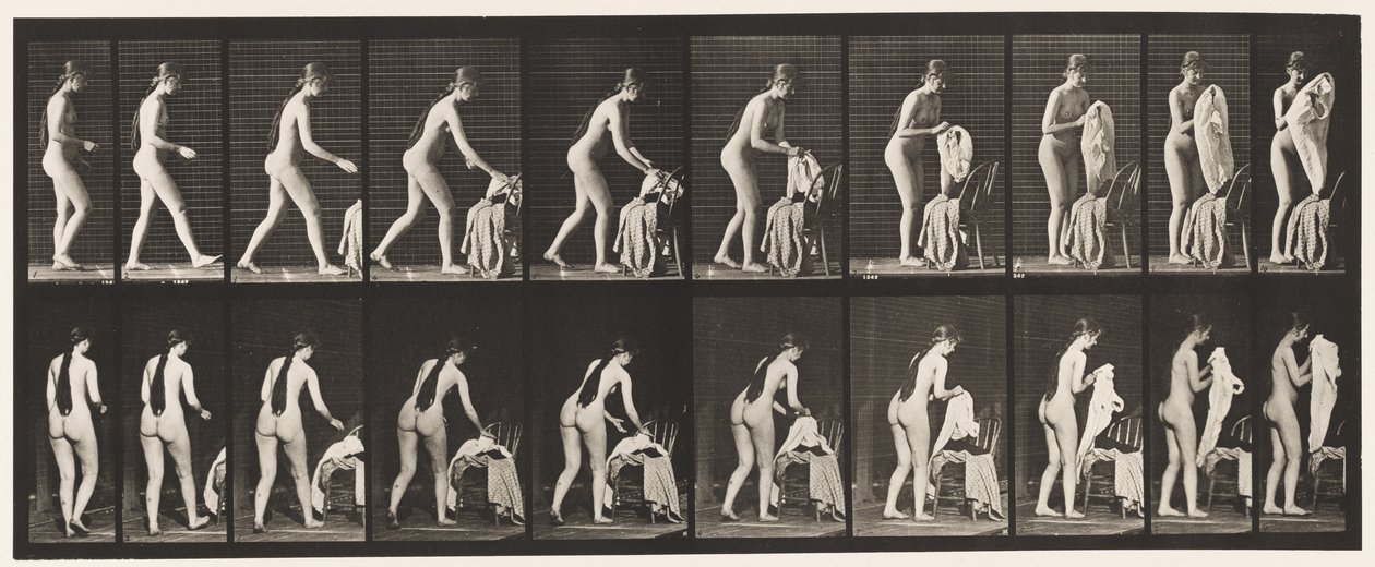 Plaat 415. Toilet, Klaarmaken om Kleding Aan te Trekken door Eadweard Muybridge