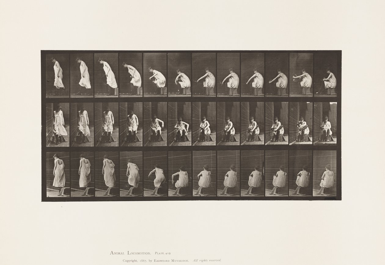 Plaat 423. Toilet; Schoenen Aantrekken en Opstaan uit Stoel door Eadweard Muybridge