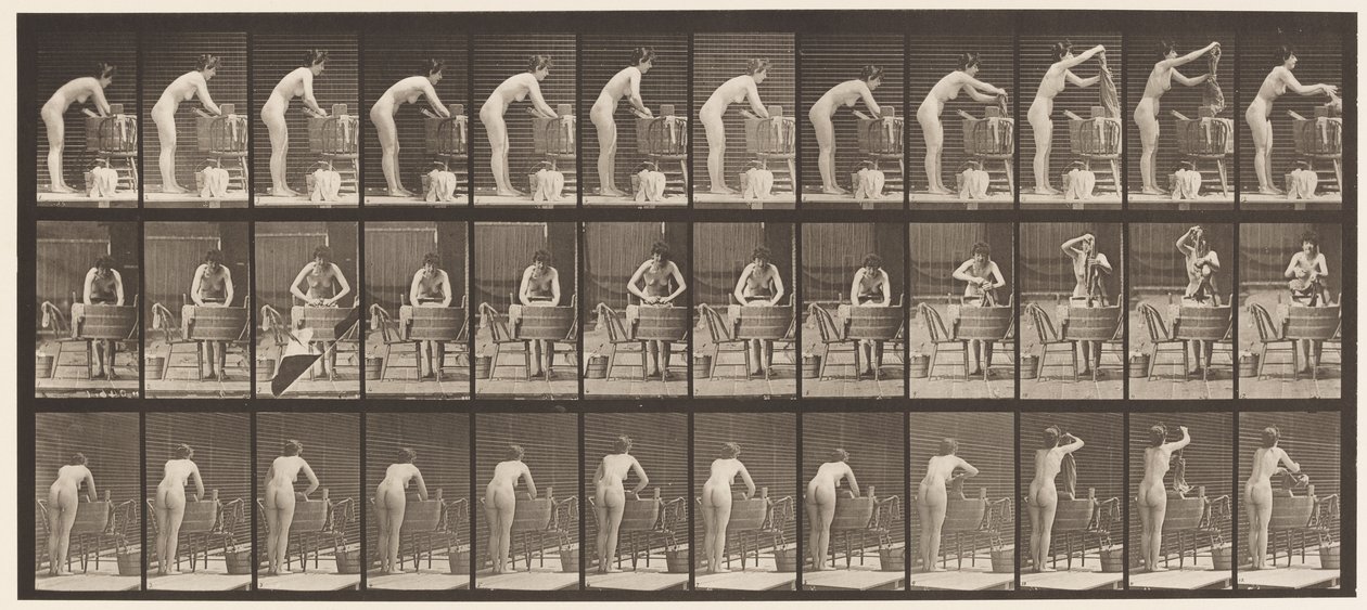 Plaat 432. Kleren wassen bij een kuip door Eadweard Muybridge