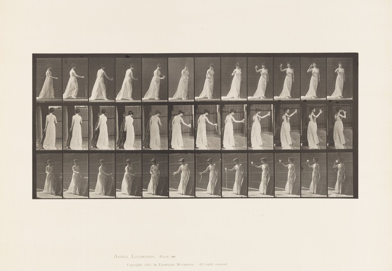 Plaat 462. Libatie op de grond gieten, drinken uit kelk, 1885 door Eadweard Muybridge