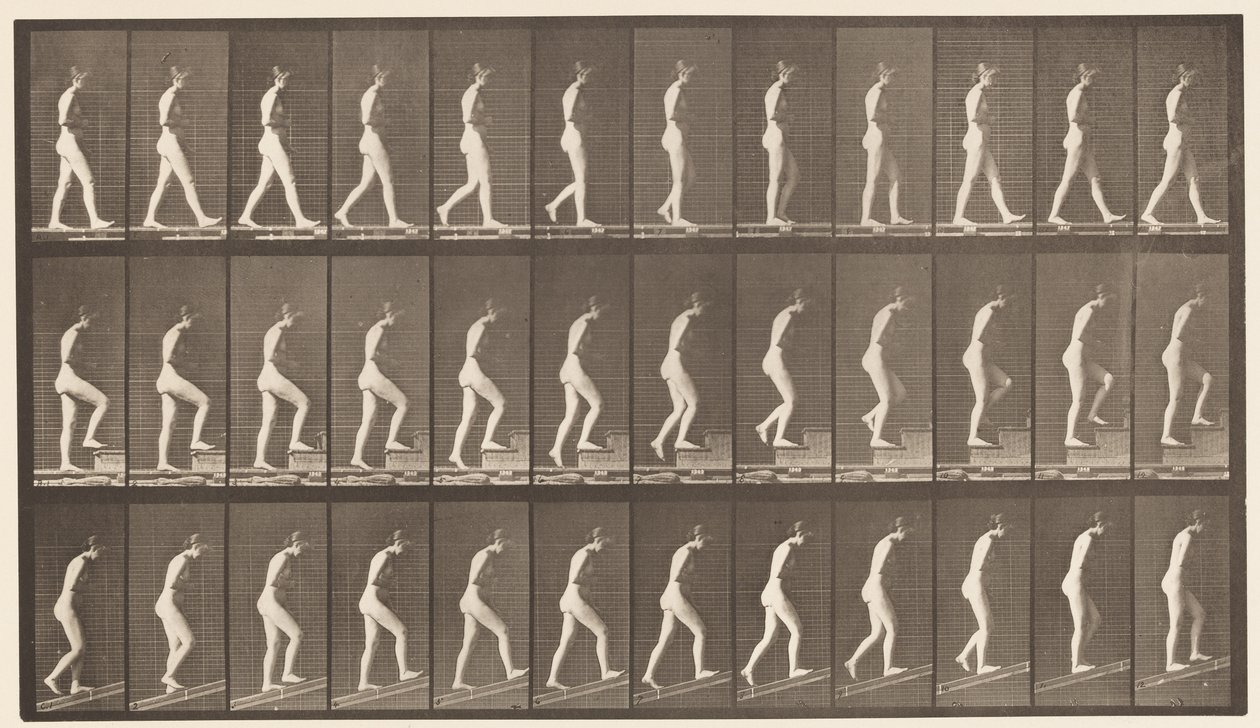 Lopen; trap oplopen; helling oplopen door Eadweard Muybridge