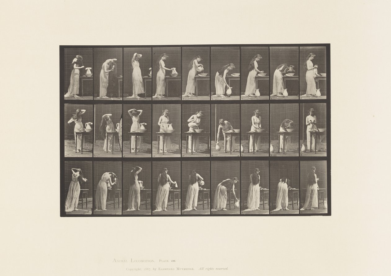 Plaat 496. Diverse Fasen van het Toilet, 1885 door Eadweard Muybridge