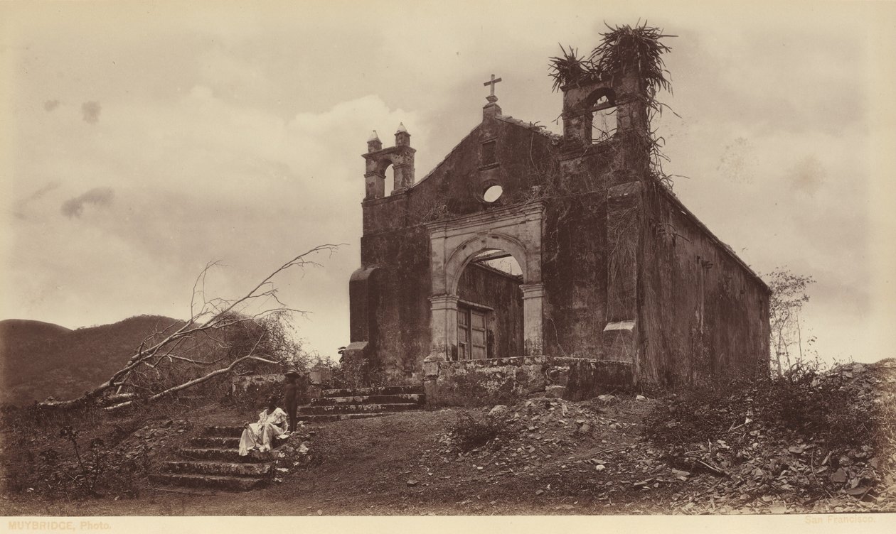 Ruïnes van de kerk van San Miguel, Panama,1877 (foto) door Eadweard Muybridge
