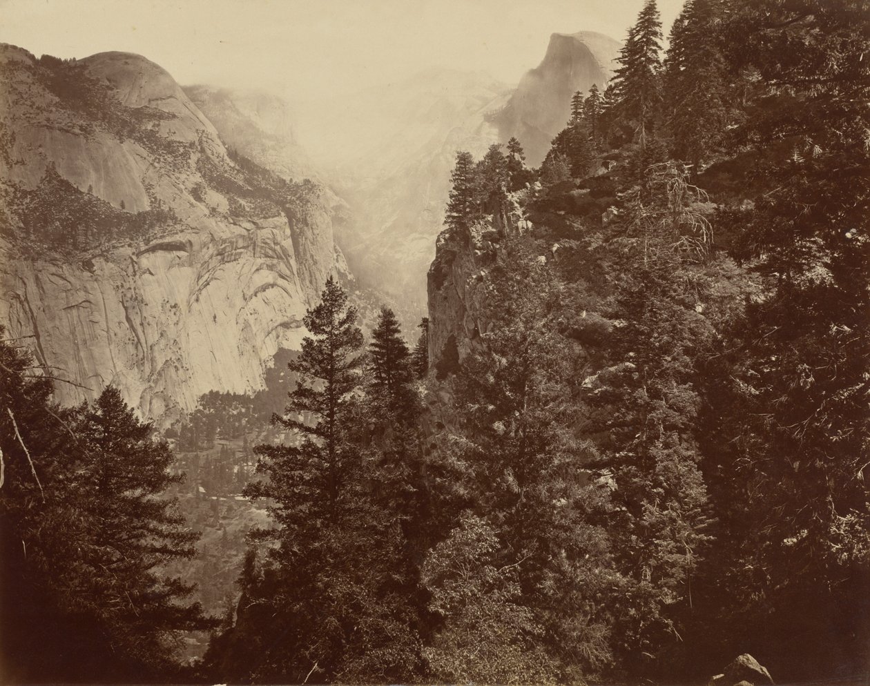 Tenaya Canyon vanaf Union Point, Yosemite Valley door Eadweard Muybridge