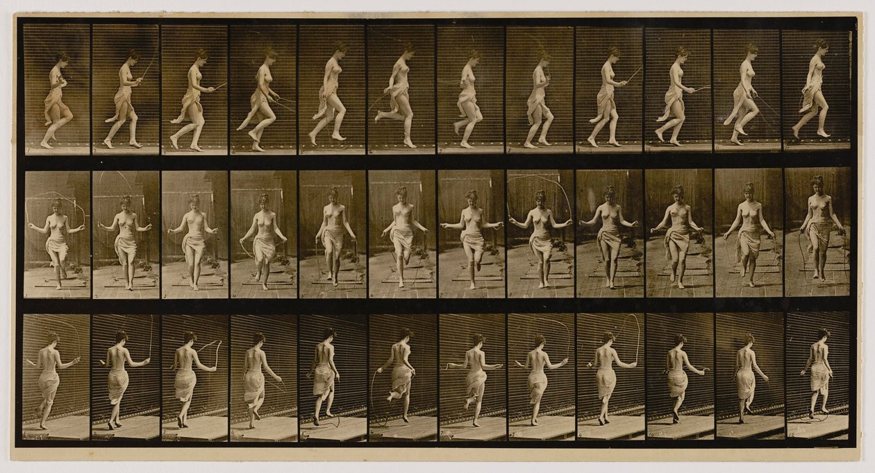 Vrouw met springtouw, uit het boek Animal Locomotion door Eadweard Muybridge
