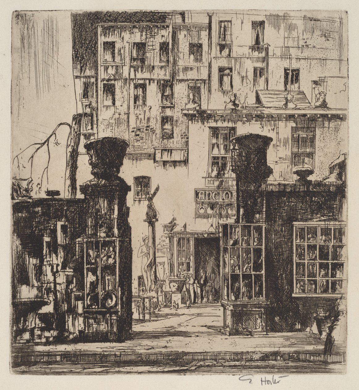 Antiekwinkel, New York door Earl Horter
