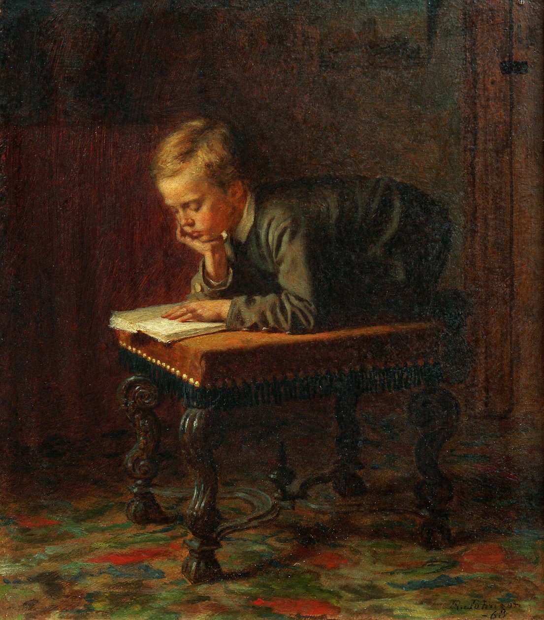 Lezende Jongen door Eastman Johnson