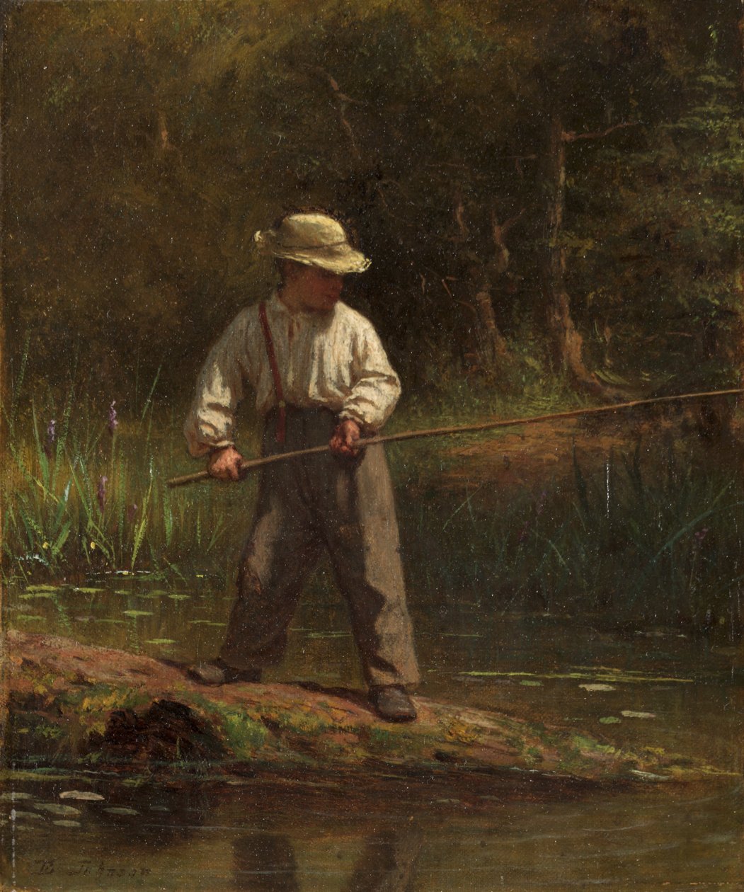 Jongen aan het vissen, 1860s door Eastman Johnson