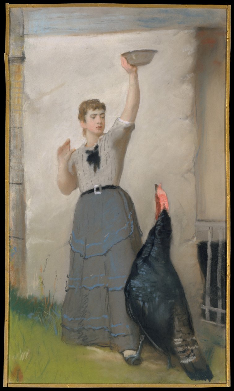 De kalkoen voeren door Eastman Johnson
