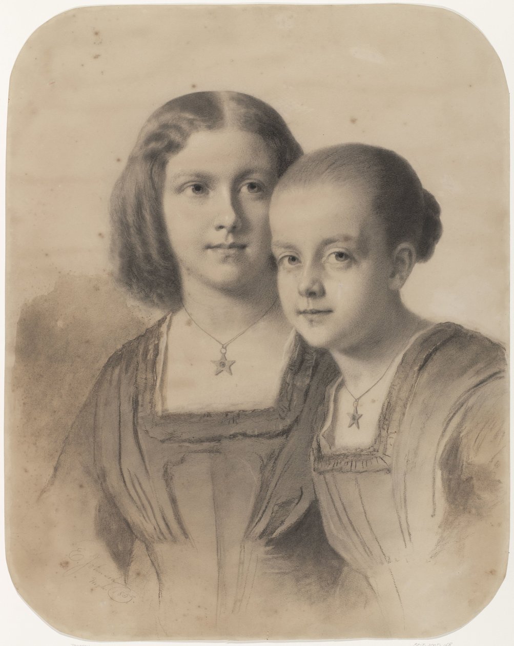 Portret van Woltera Geertruida, Gravin van Limburg Stirum en Gravin Frederika Augusta door Eastman Johnson