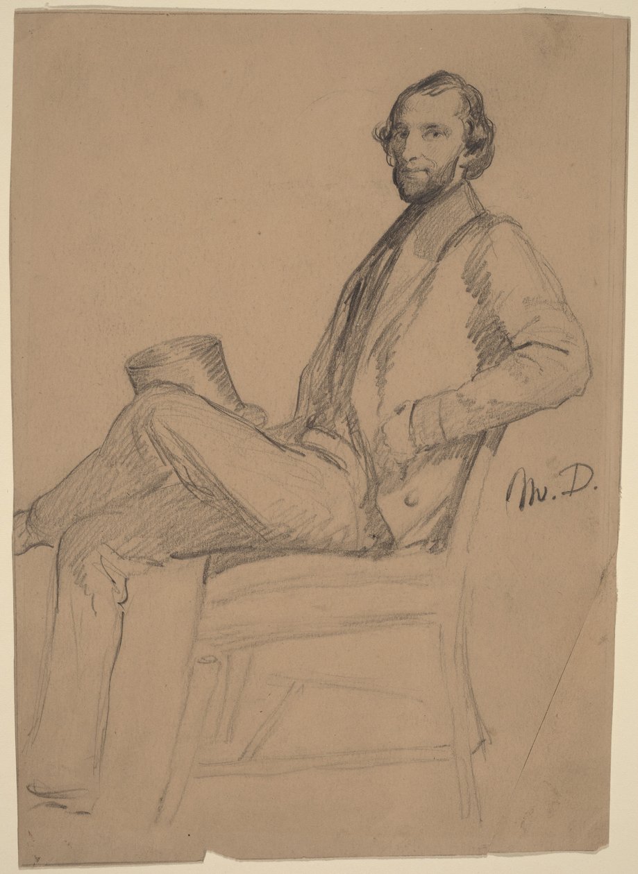 Zittende studie van M.D. door Eastman Johnson