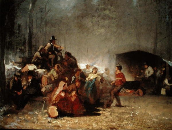 Het feest in het esdoornsugar kamp, c.1861-66 door Eastman Johnson