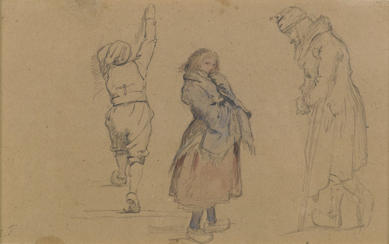 Drie Nederlandse Figuren, ca. 1852 door Eastman Johnson