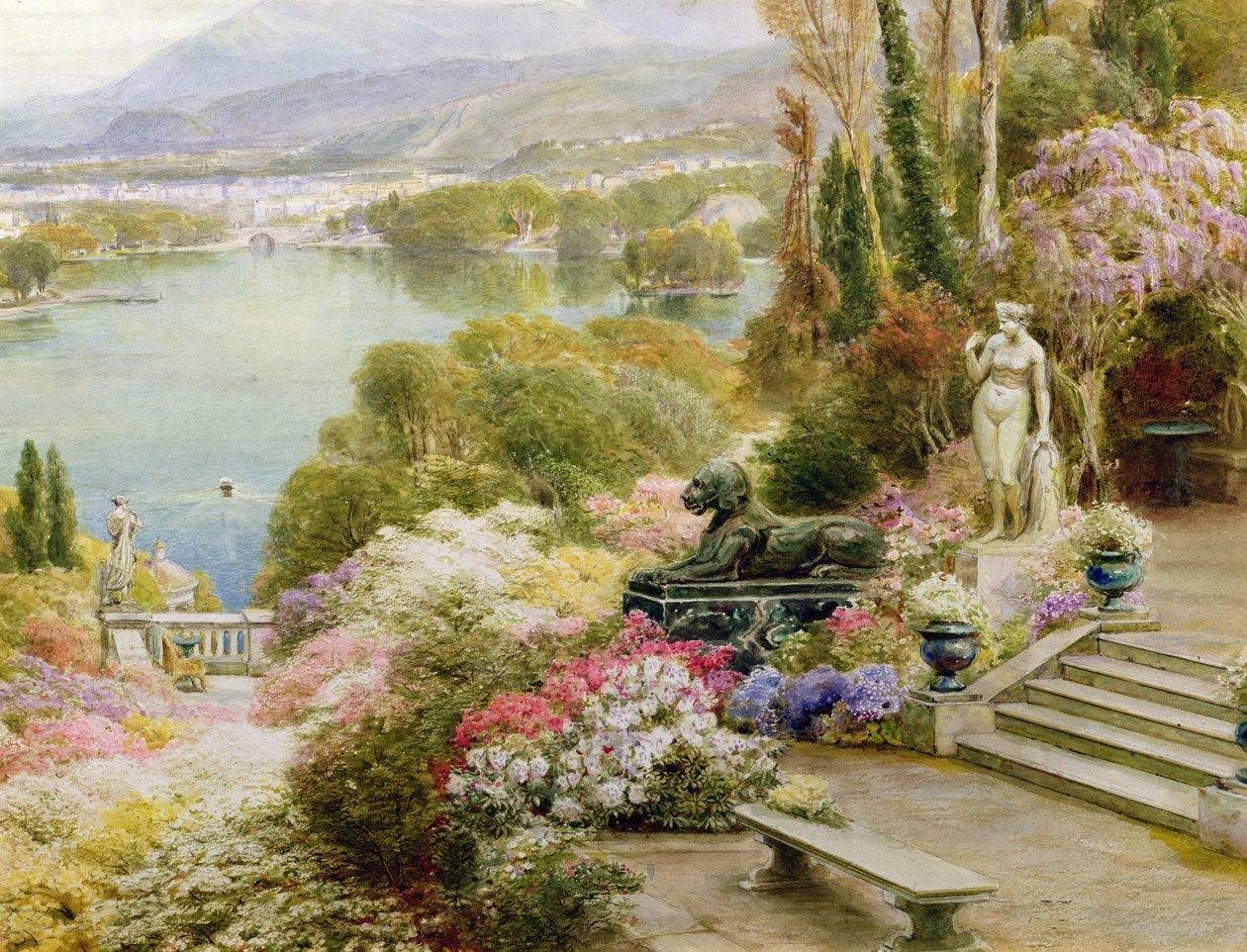 Lago Maggiore (detail) door Ebenezer Wake Cook