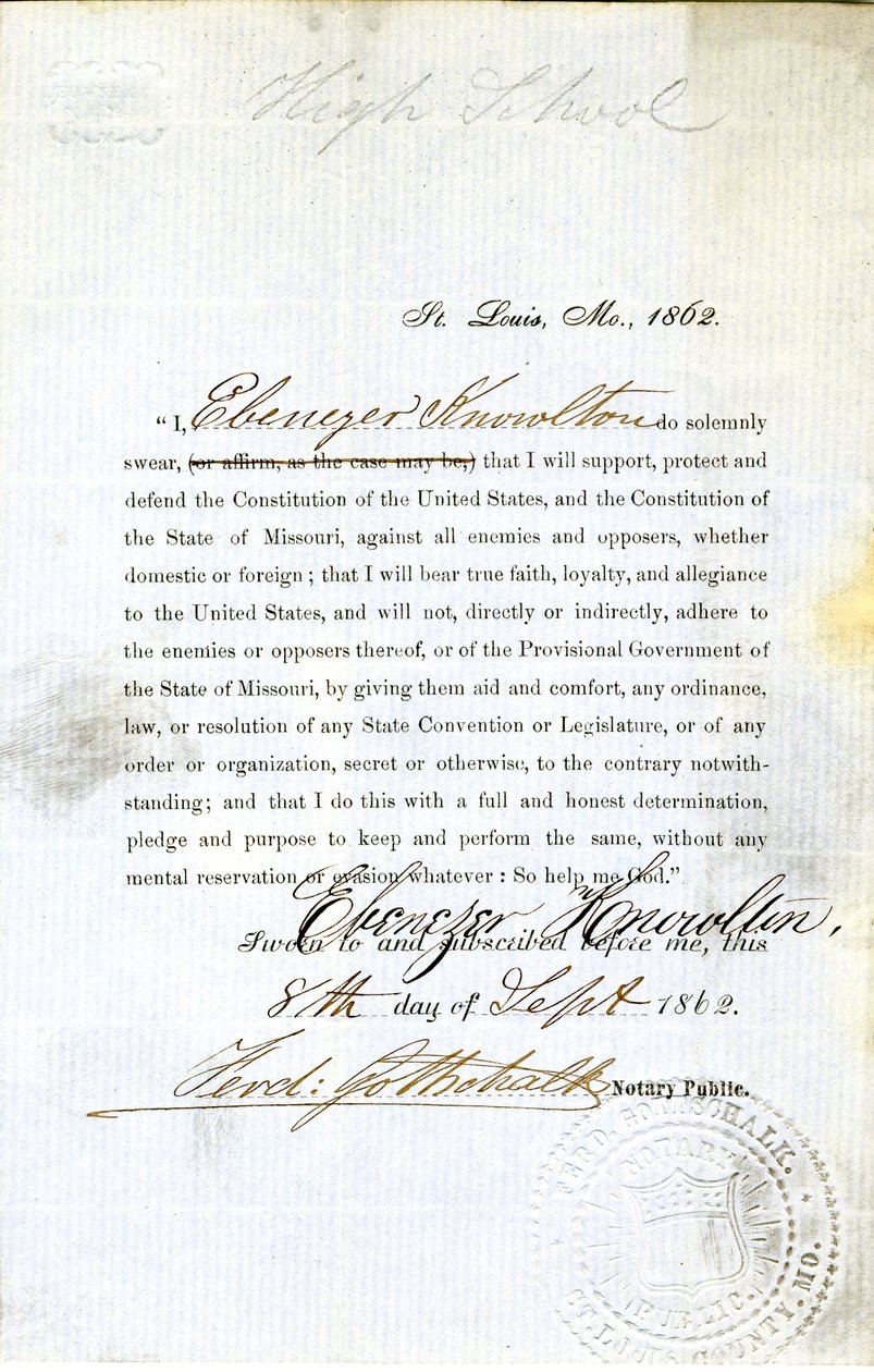 Loyaliteitseed van Ebenezer Knowlton uit Missouri, County of St. Louis door Ebenezer Knowlton