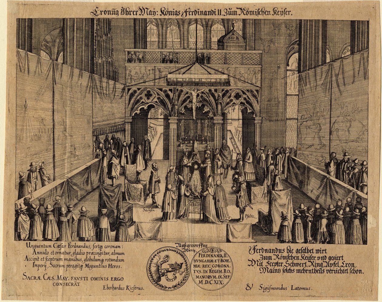 De kroning van koning Ferdinand II als Heilige Roomse keizer door Eberhard Kieser