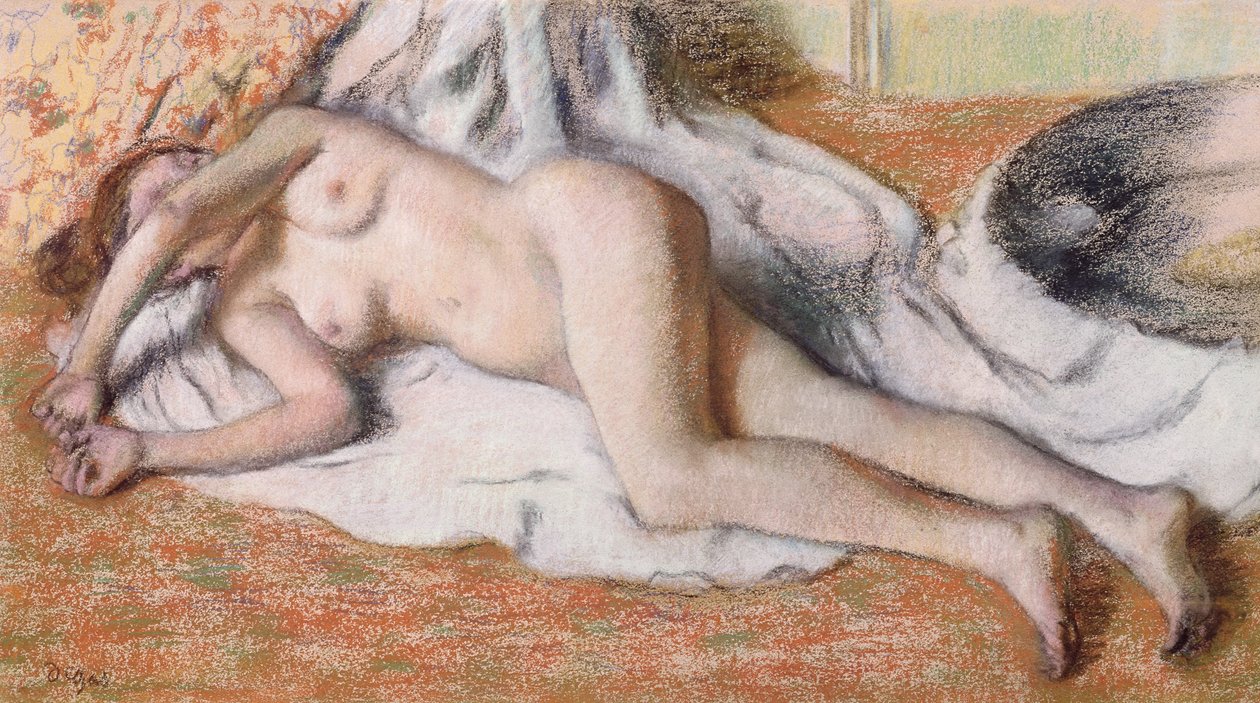 Na het bad of, Liggende naakt door Edgar Degas