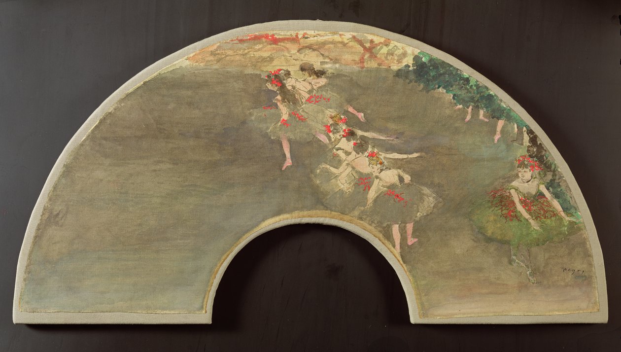 Balletdansers, ontwerp voor een waaier door Edgar Degas