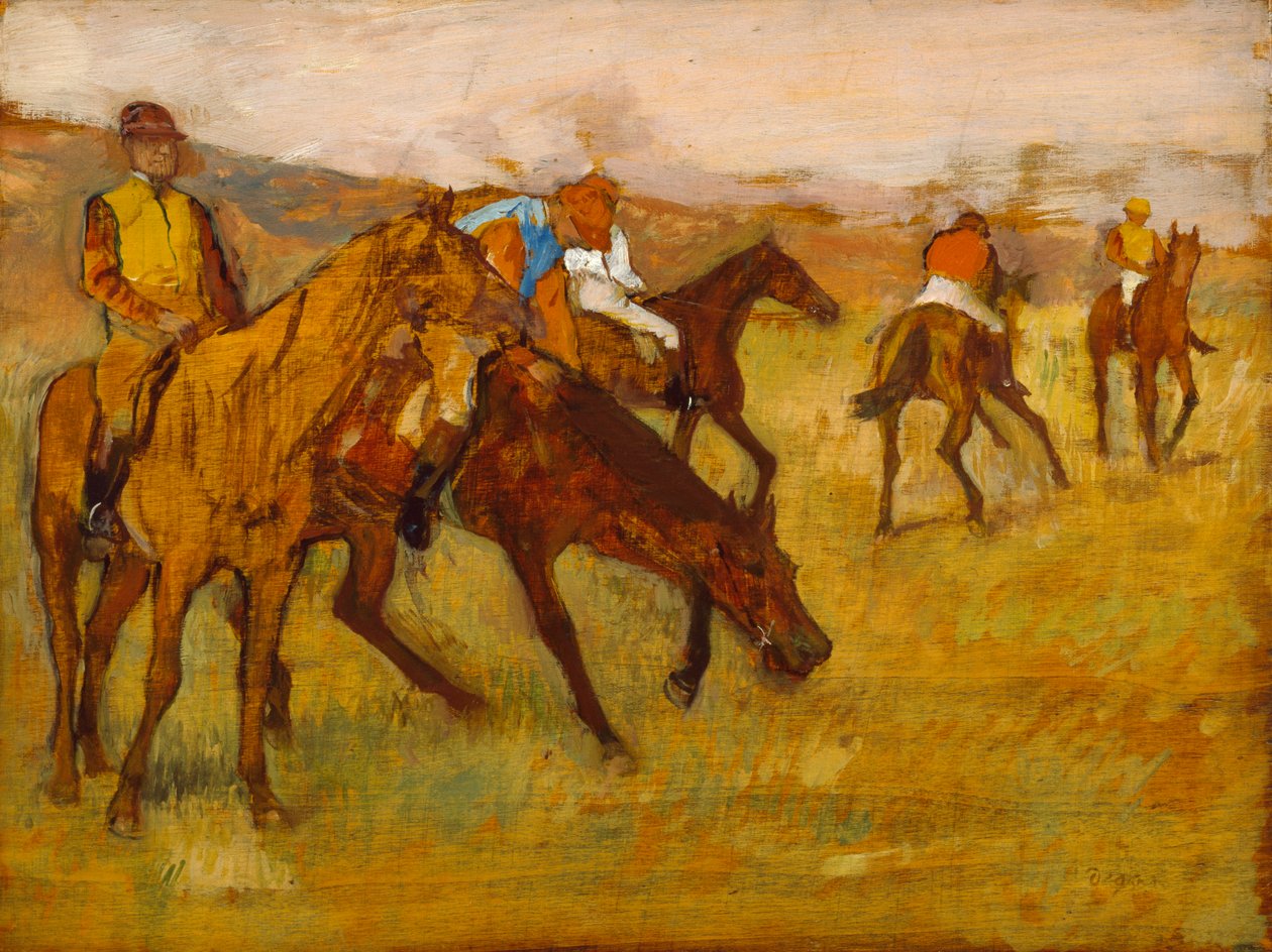 Voor de race door Edgar Degas