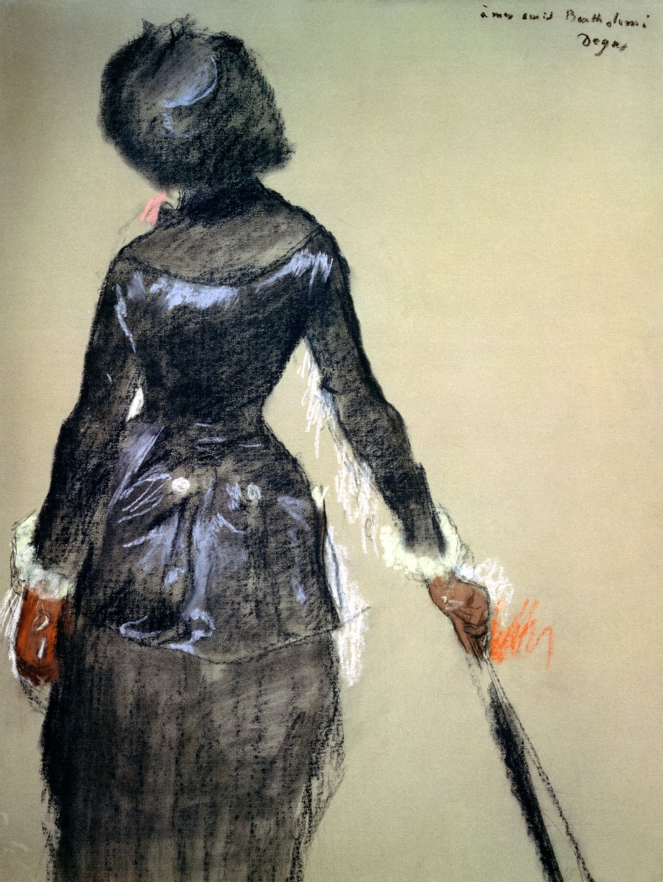 Mary Cassatt in het Louvre door Edgar Degas
