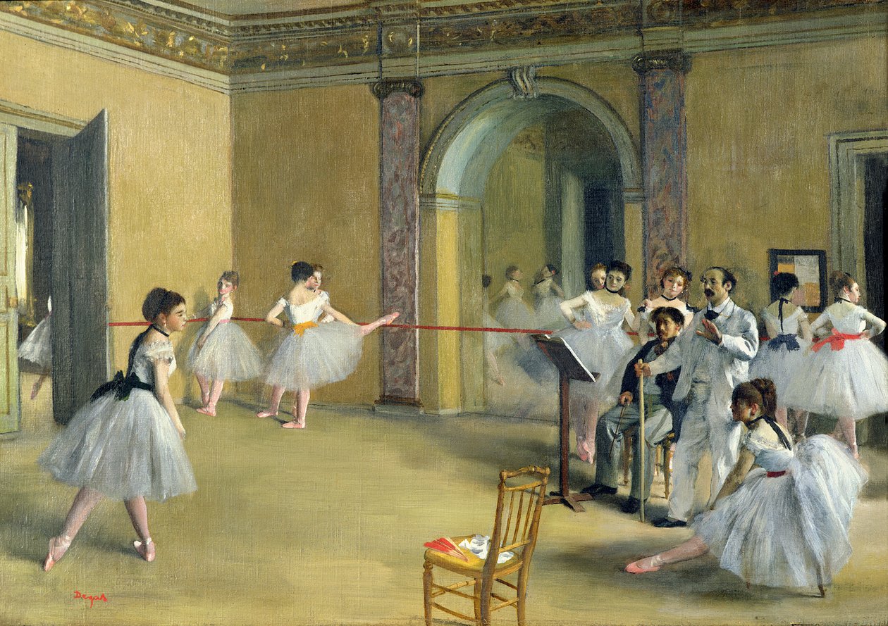De dansfoyer in de opera aan de rue Le Peletier, 1872 door Edgar Degas
