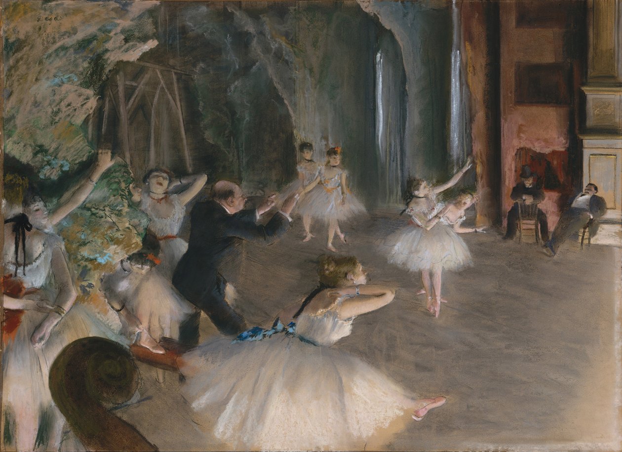 De repetitie van het ballet op het podium, c.1878-79 door Edgar Degas