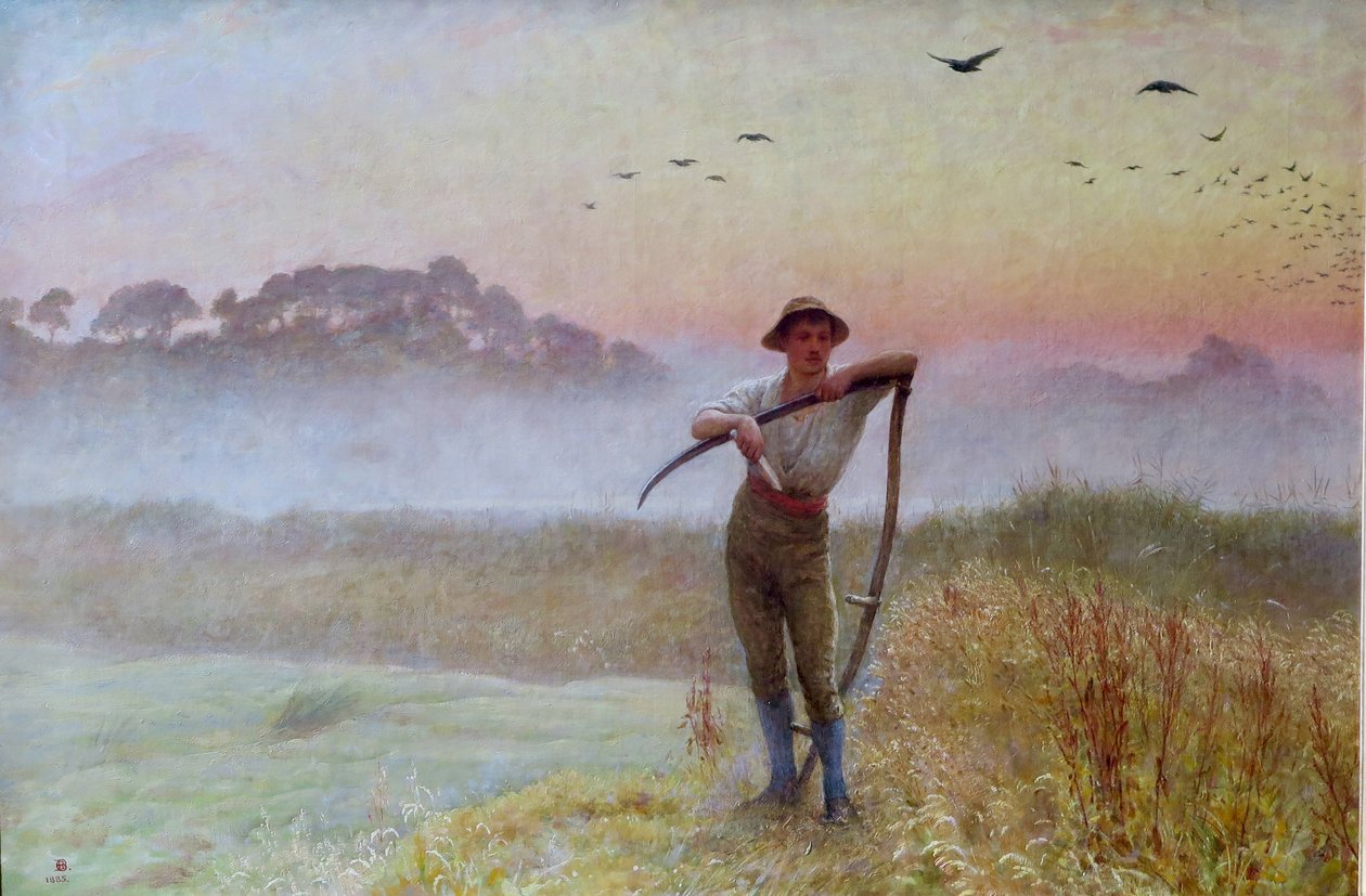 Een Herfstochtend: De Maaier...Een Man met een Zeis door Edgar Barclay