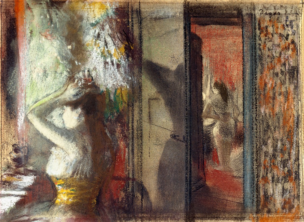 Kleedkamer van actrices, c.1885 door Edgar Degas
