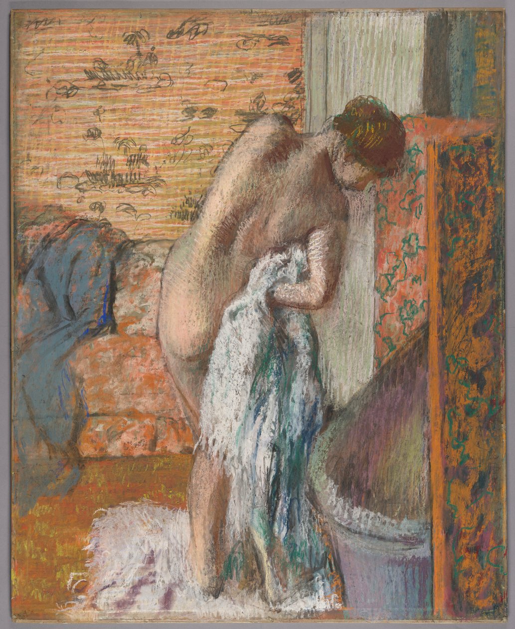 Na het Bad door Edgar Degas