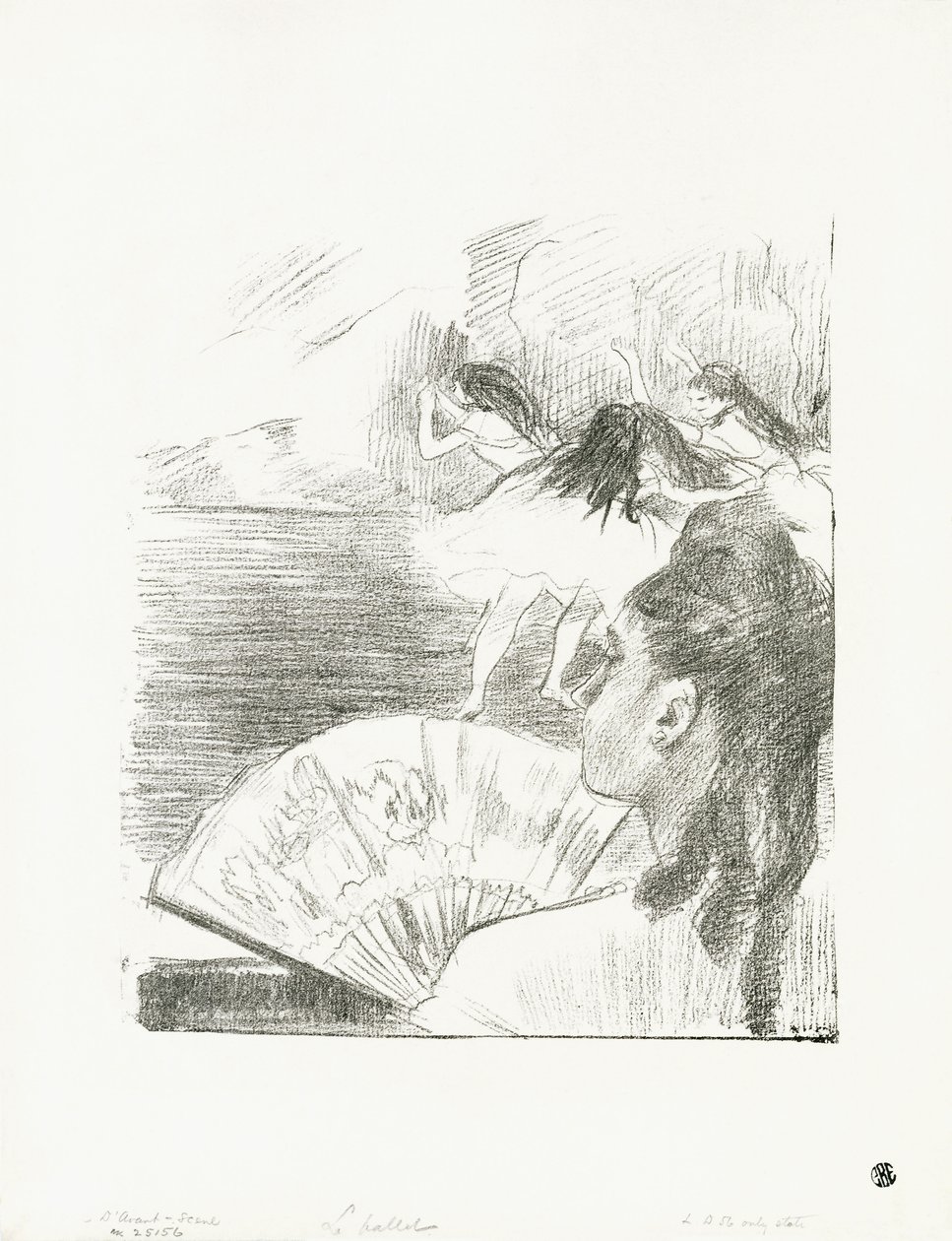 In het theater - Vrouw met een waaier, ca. 1878-80 door Edgar Degas