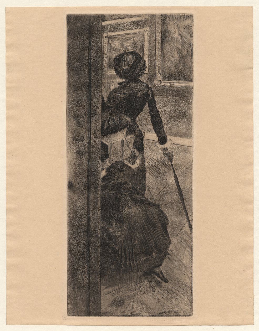 In het Louvre: Schilderkunst, Mary Cassatt door Edgar Degas