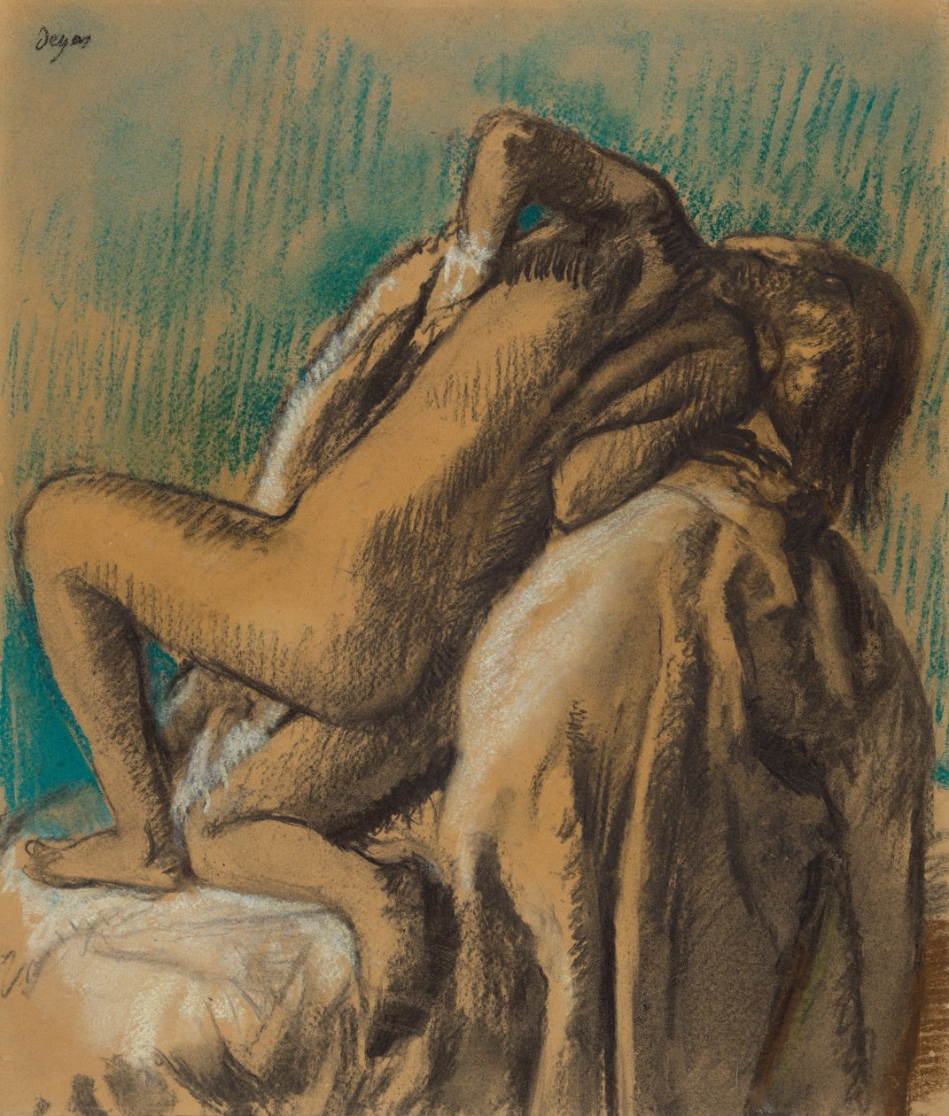 In der Ruhe nach dem Bad door Edgar Degas