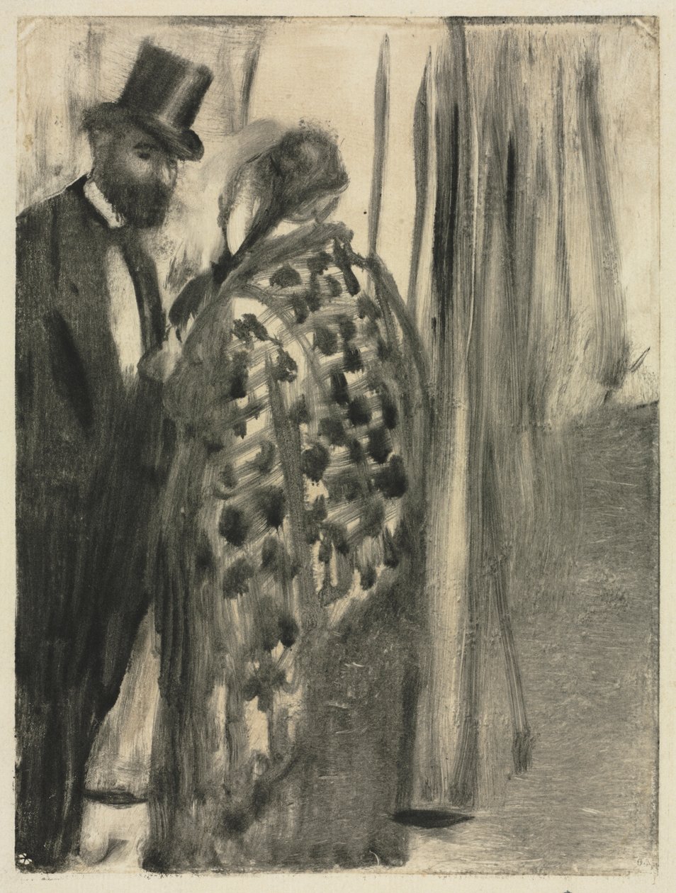 Gesprek: Ludovic Halévy en Madame Cardinal (Het gesprek) voor "La Famille Cardinal" door Ludovic Halévy door Edgar Degas