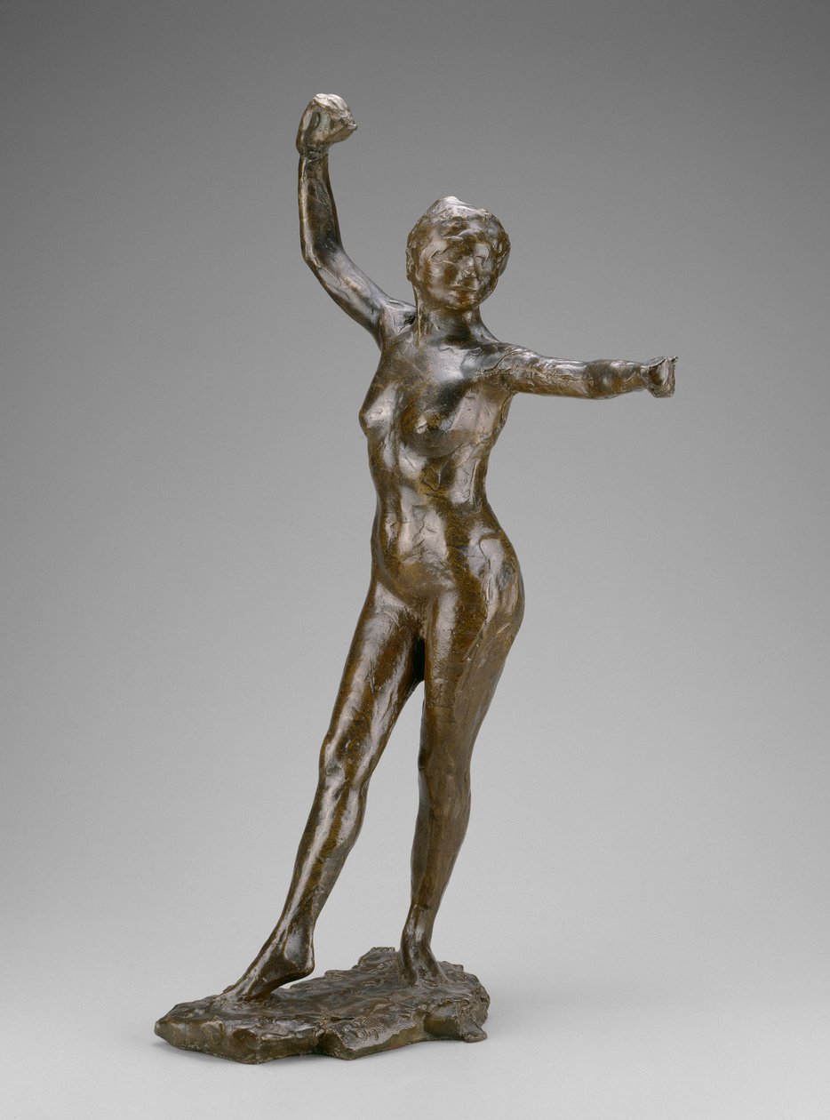 Danseres klaar om te dansen, rechtervoet naar voren door Edgar Degas