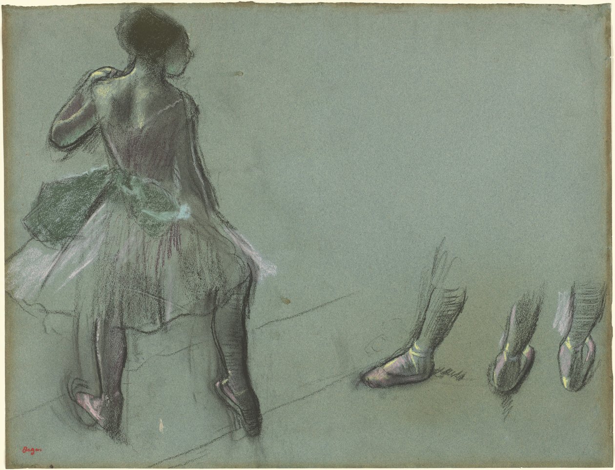 Danser Gezien van Achteren en Drie Studies van Voeten, ca. 1878 door Edgar Degas