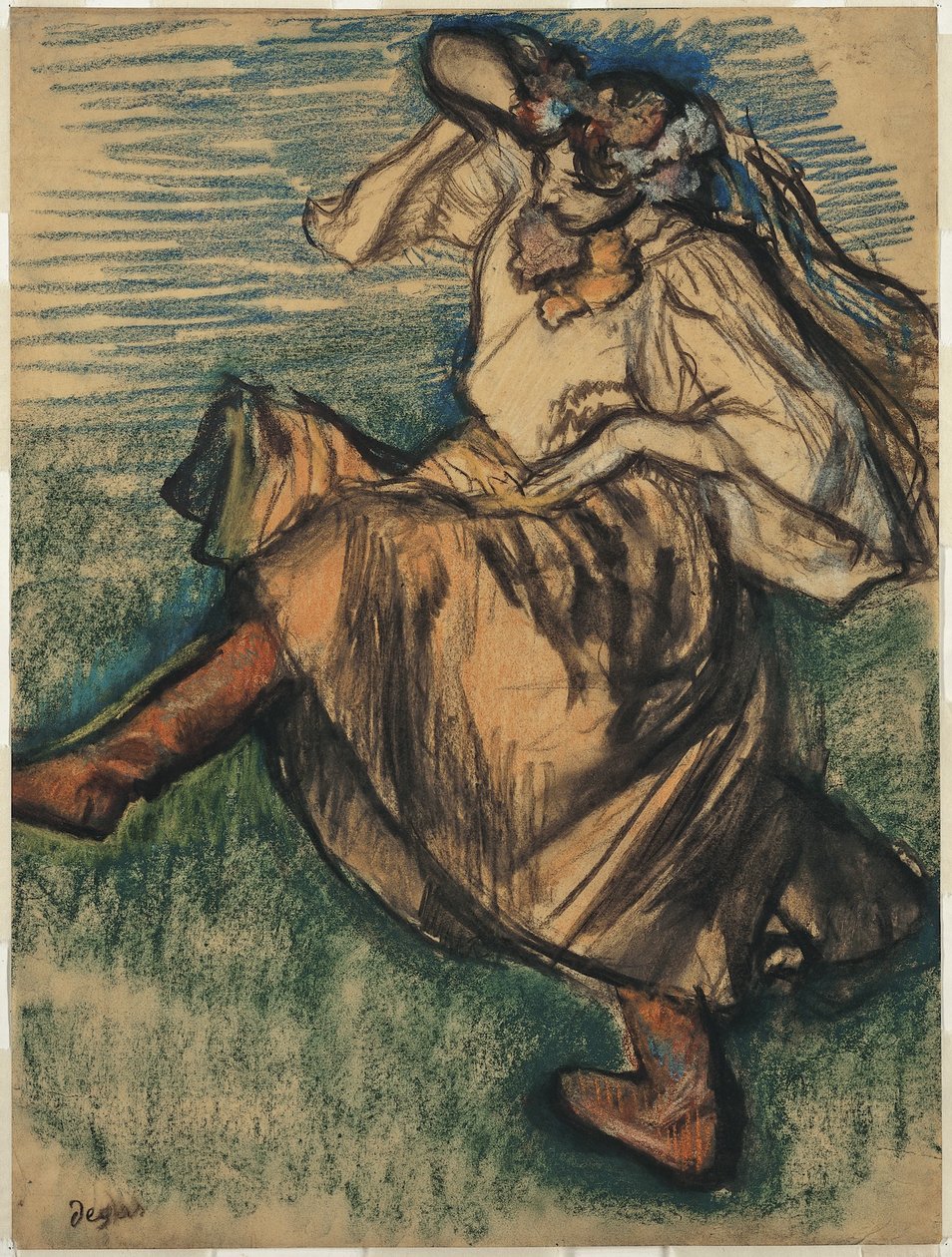 Danseres in Oekraïense klederdracht door Edgar Degas