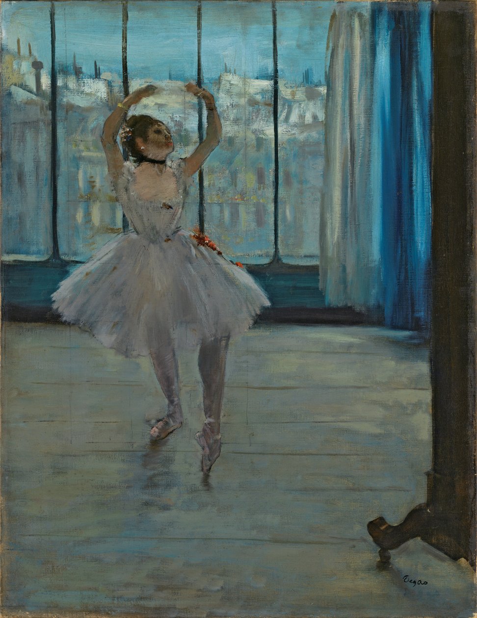Danser poseren voor een fotograaf (Danser voor het raam) door Edgar Degas