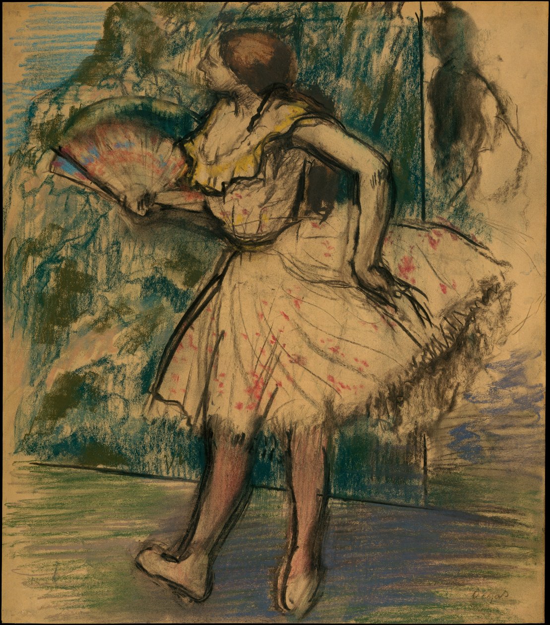 Danseres met een waaier door Edgar Degas
