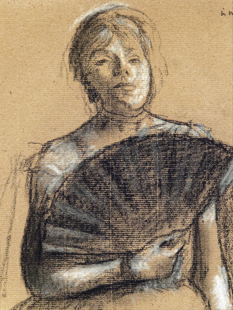 Detail danseres (circa 1876). Edgar Degas (1834-1917). Pastel en houtskool op papieren staaf. Musee des Beaux-Arts de la Ville de Paris, PeuPalais. door Edgar Degas