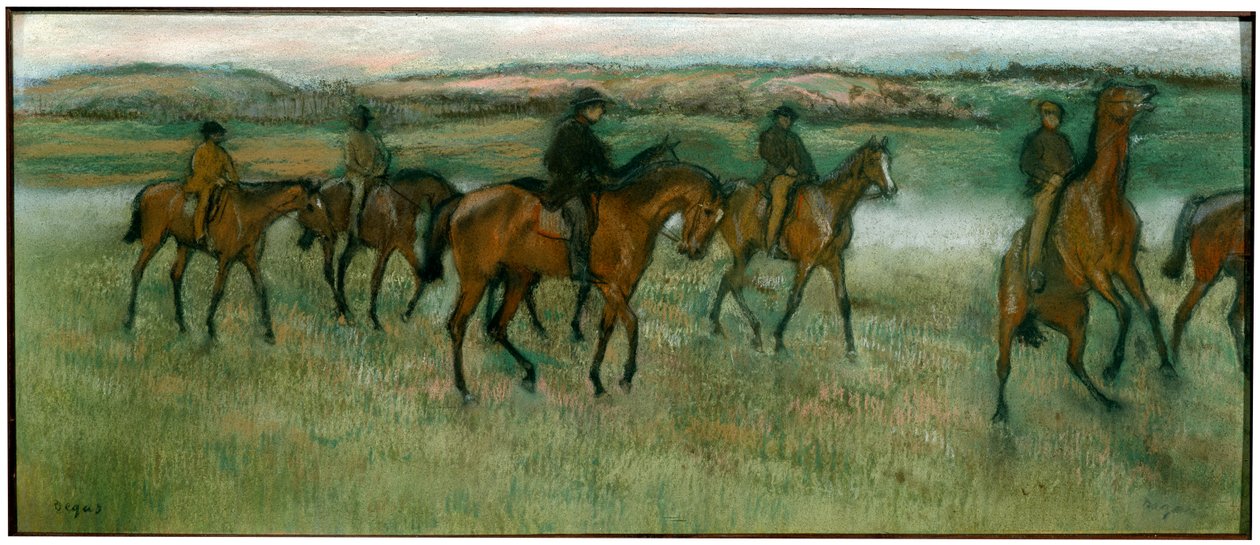 Oefenende Renpaarden, c1880 door Edgar Degas