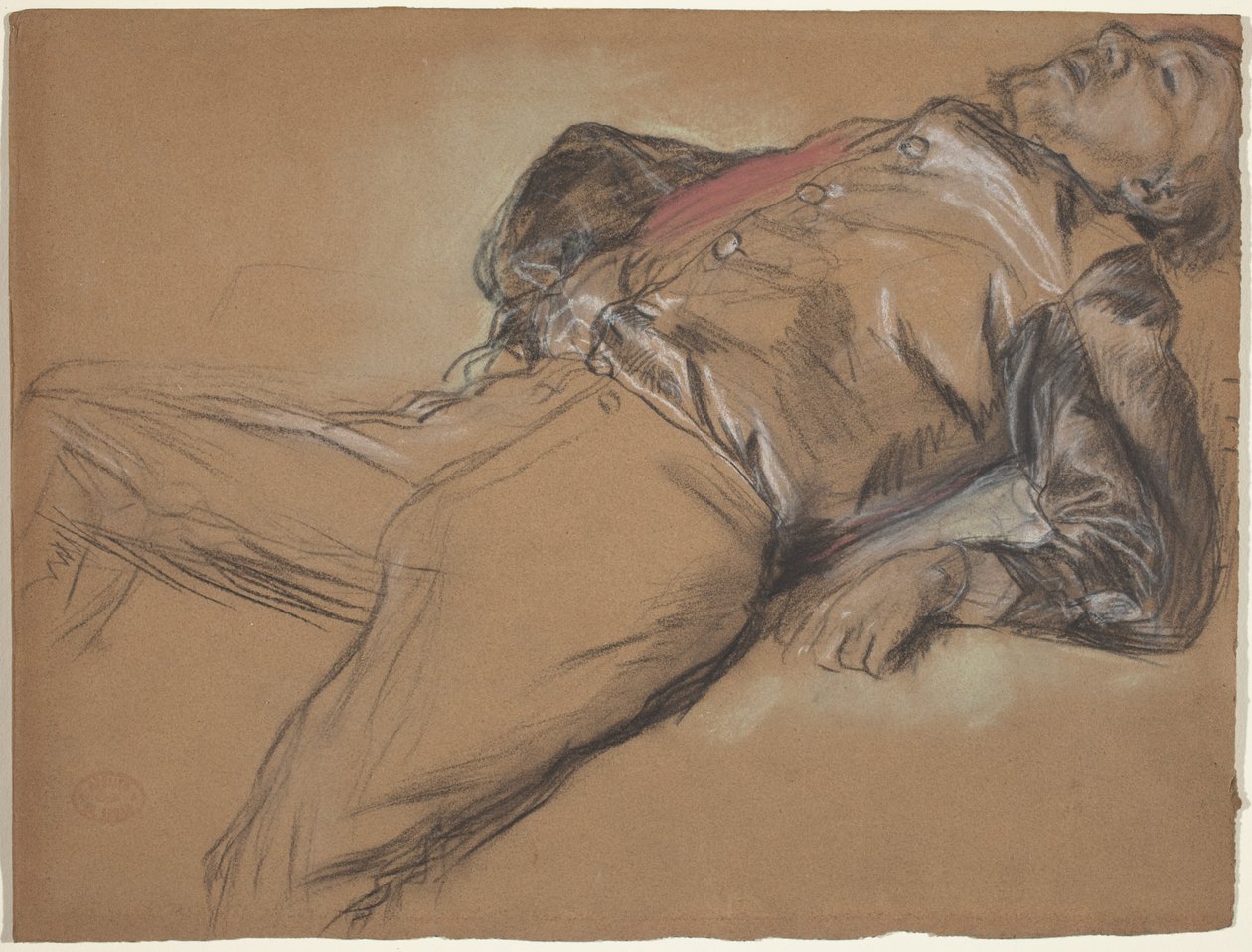 Gevallen Jockey (studie voor "Scène van de Steeplechase: De Gevallen Jockey") door Edgar Degas