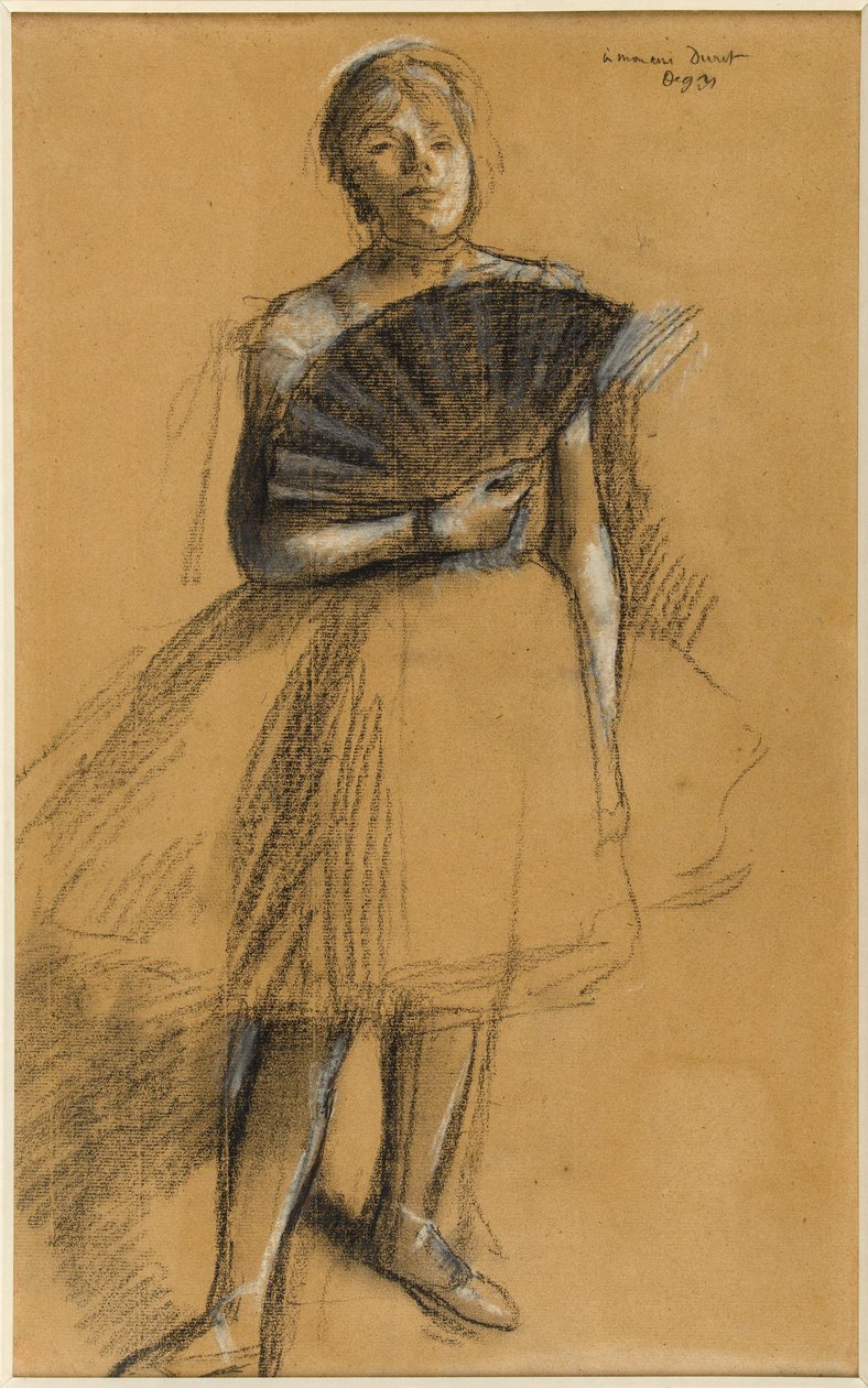 Frau mit Fächer door Edgar Degas