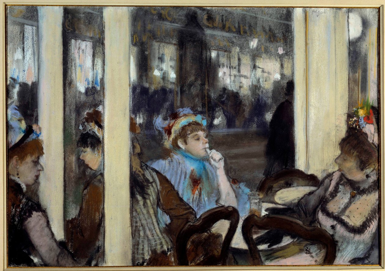 Vrouwen op een caféterras door Edgar Degas