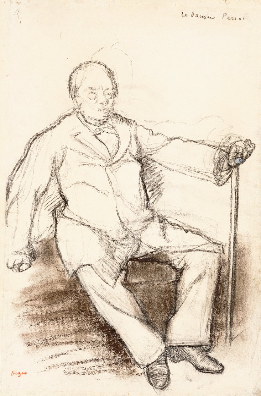 Jules Perrot, studie voor De Danser Perrot, zittend, c.1880 door Edgar Degas