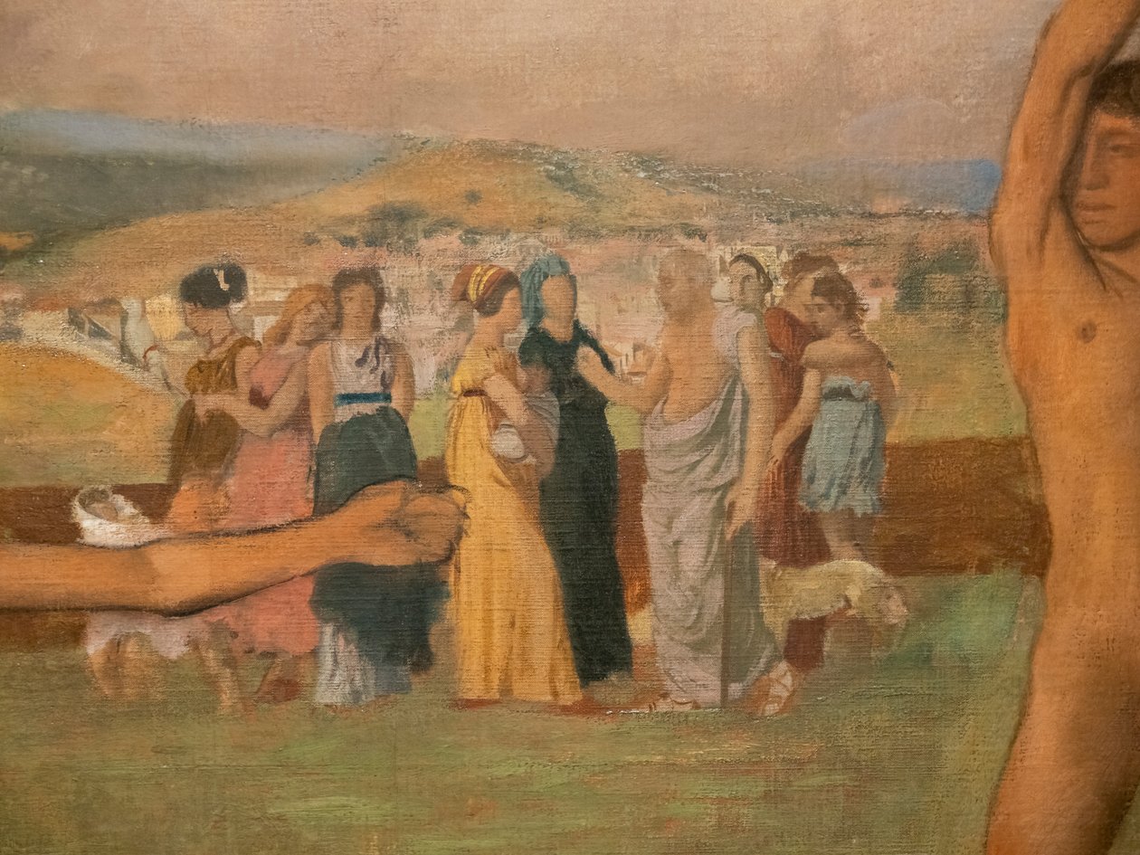 Kleine Spartaanse meisjes die jongens uitdagen (detail) door Edgar Degas