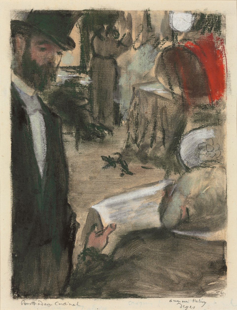 Ludovic Halevy vond Madame Cardinal in een Lounge, 1876-1877 door Edgar Degas