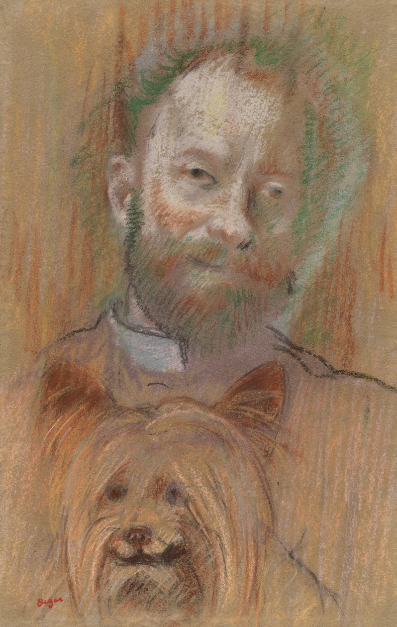 Ludovic Lepic met zijn hond door Edgar Degas